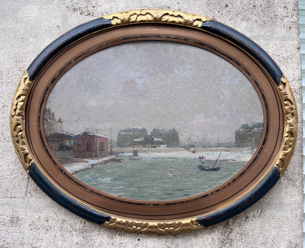 Nantes  .Huile sur panneau . Alexis Louis de Broca .-photo-6