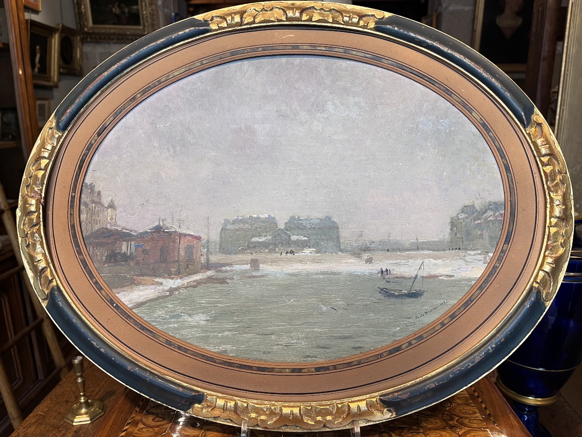 Nantes  .Huile sur panneau . Alexis Louis de Broca .