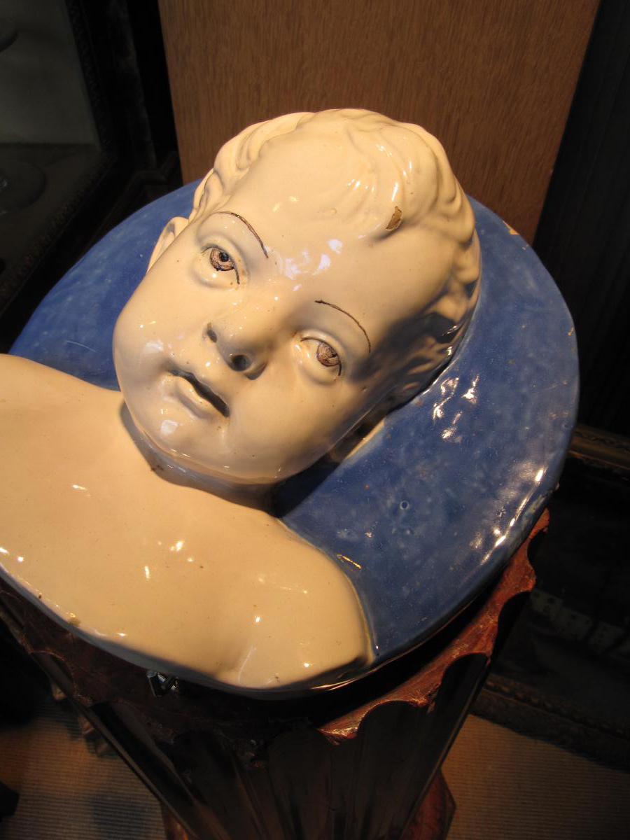 Child's Head In Faience Probably Manufacturers De Cantagalli-photo-2