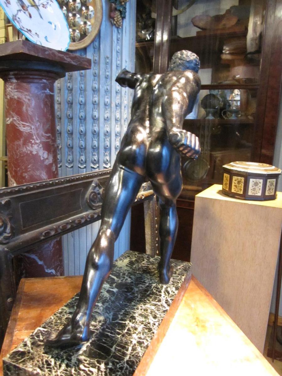 Bronze à patine brune d'après l'antique le gladiateur Borghèse -photo-4