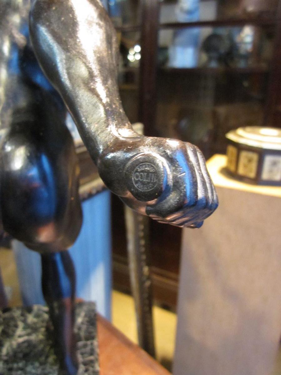 Bronze à patine brune d'après l'antique le gladiateur Borghèse -photo-1