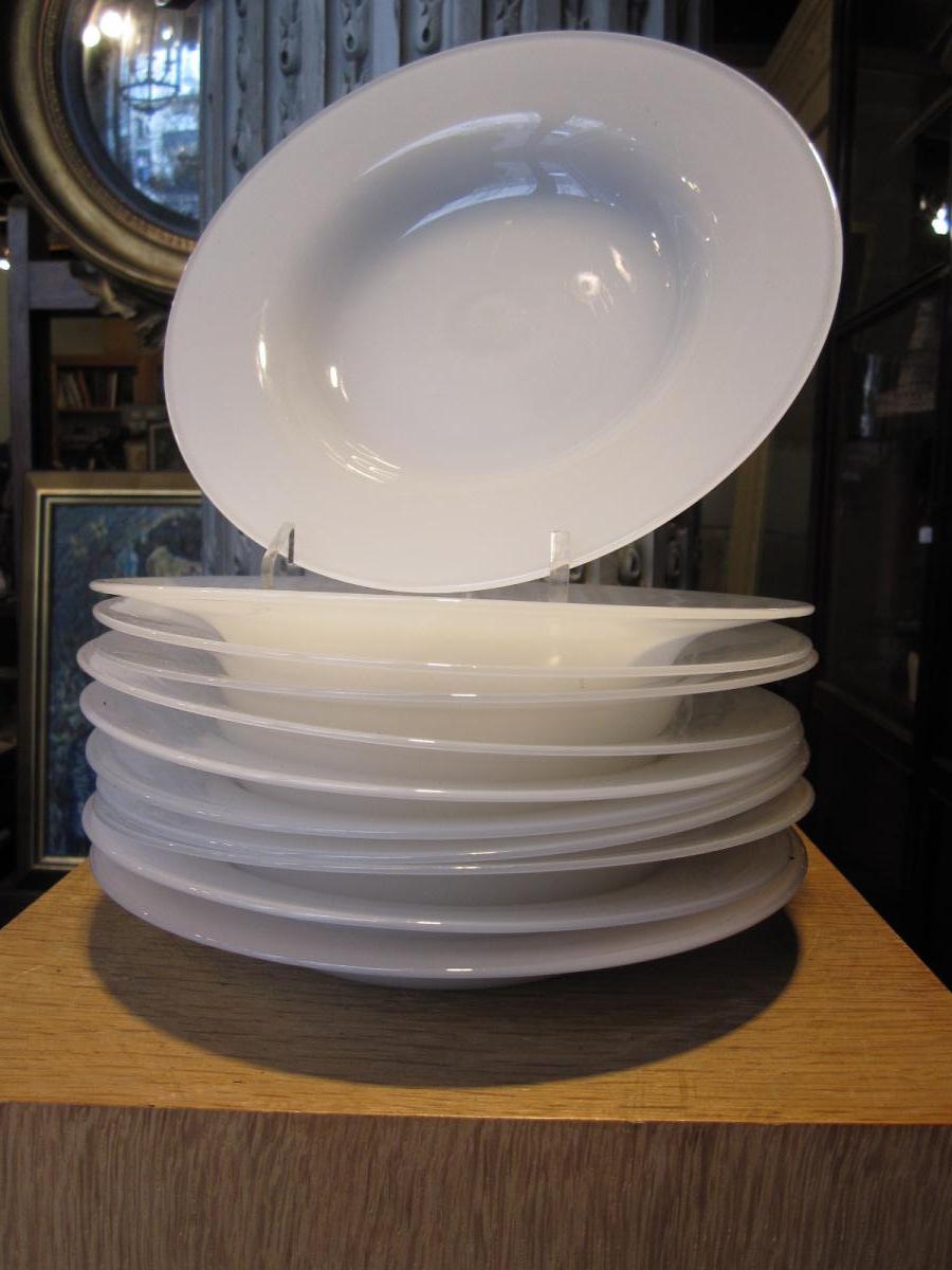 Following Eleven Plates Hollow In White Soapy Opaline.-photo-2