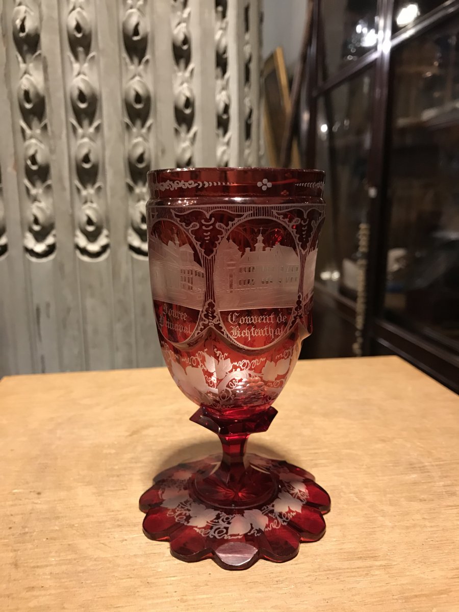 Serrated Stem Glass In Bohemian Crystal And Engraved On The ...-photo-2