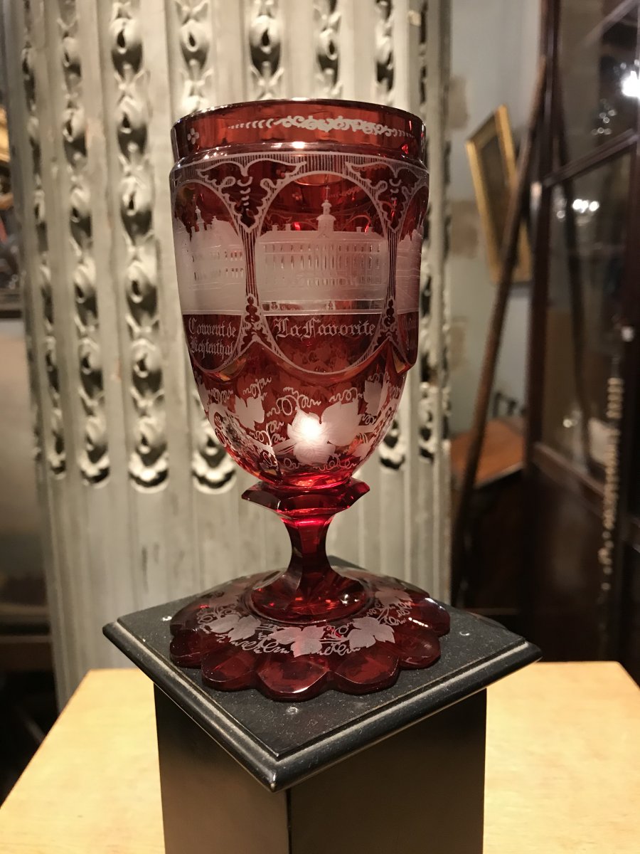 Serrated Stem Glass In Bohemian Crystal And Engraved On The ...-photo-7