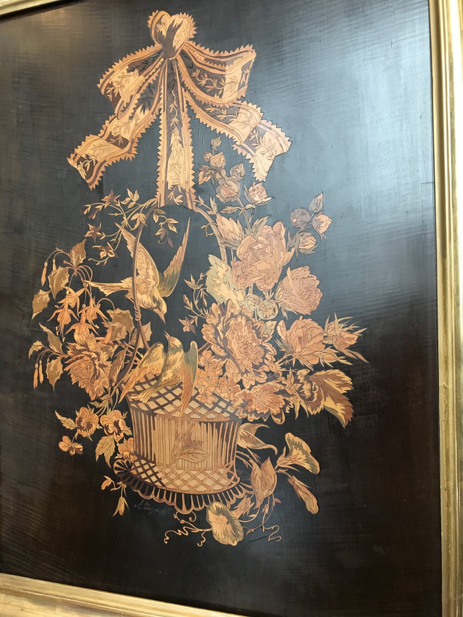 Marquetry Panel Representing A Bouquet Of Flowers.-photo-6