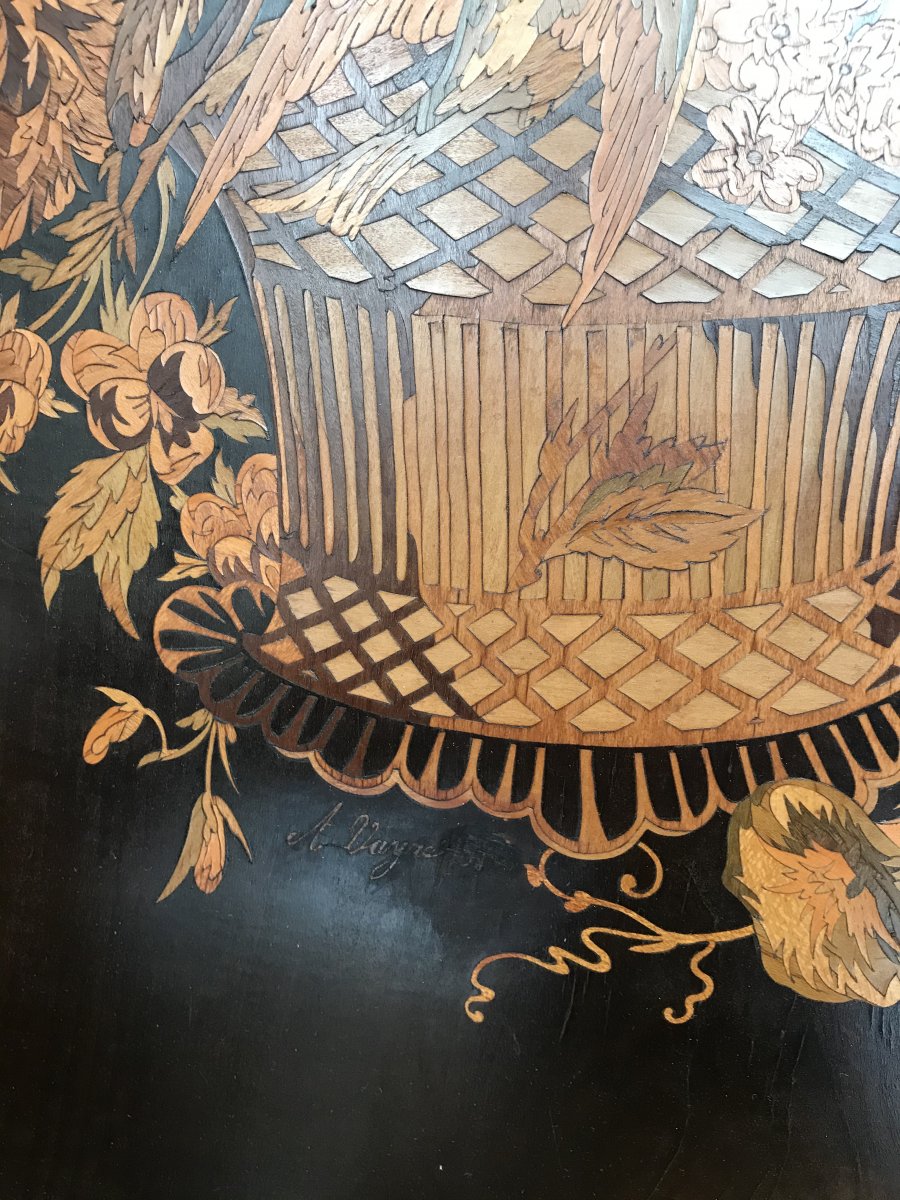 Marquetry Panel Representing A Bouquet Of Flowers.-photo-8