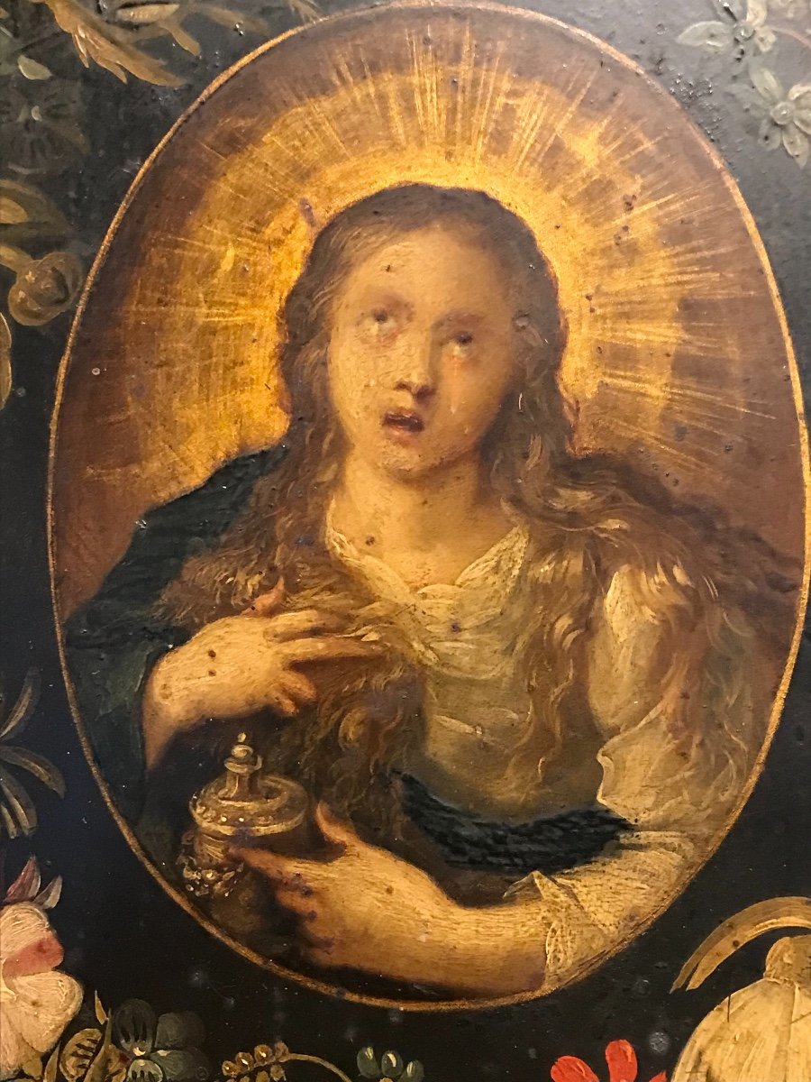 Oil On Copper Containing Mary Magdalene.-photo-3