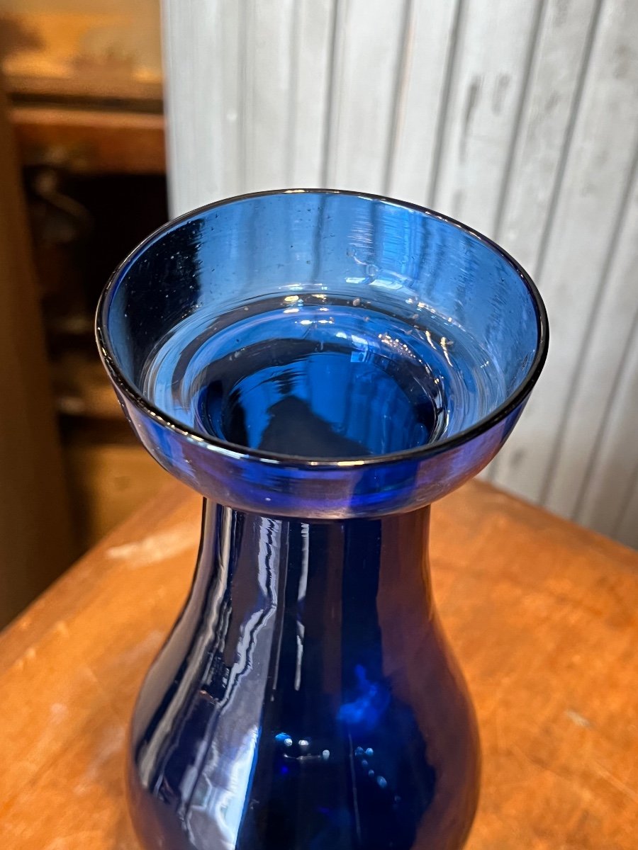 Paire De Vases En Verre Bleu Cobalt.-photo-4