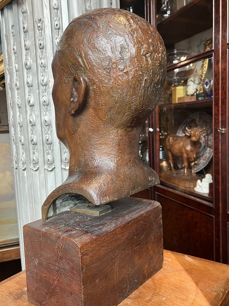 Henri-Paul Rey (1904-1981) Buste En Bronze.-photo-4