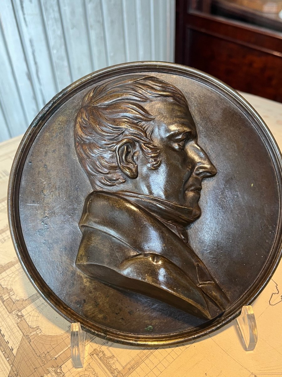 Bronze Medallion Depicting A Man's Profile-photo-2