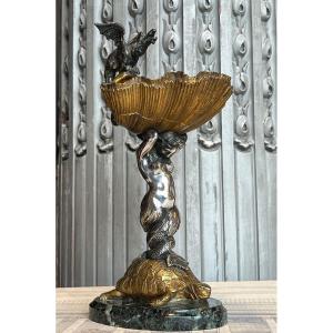 Empty Pocket Cup In Gilded And Silvered Bronze.