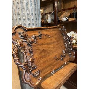 Plateau Art Nouveau en acajou .