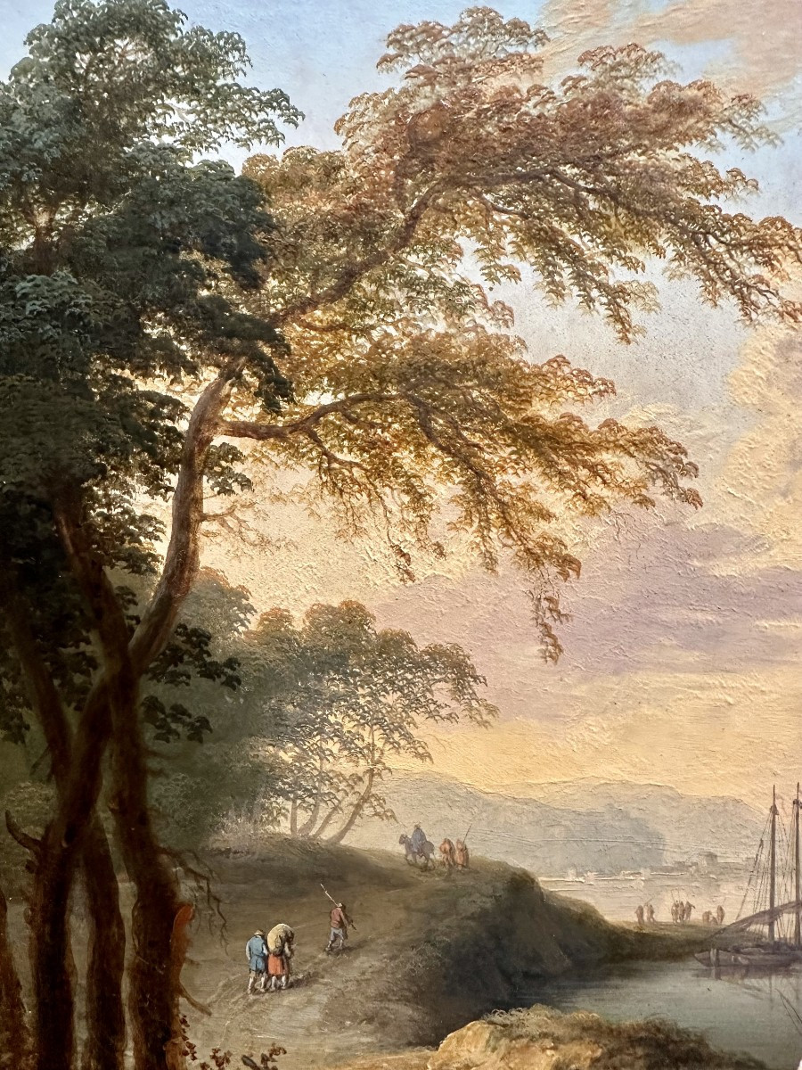 Scène de pèche au soleil couchant (attribuable à Charles -François Lacroix de Marseille 1700-17-photo-1