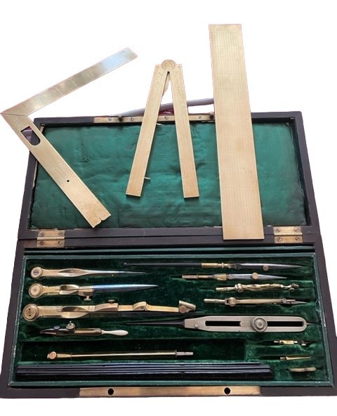 Large Box Of Architect / Mathematics Signed Pixii A Paris C.1800