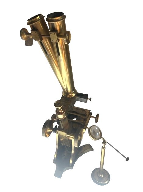 Imposant Microscope Composé Binoculaire Par Charles Collins-photo-3