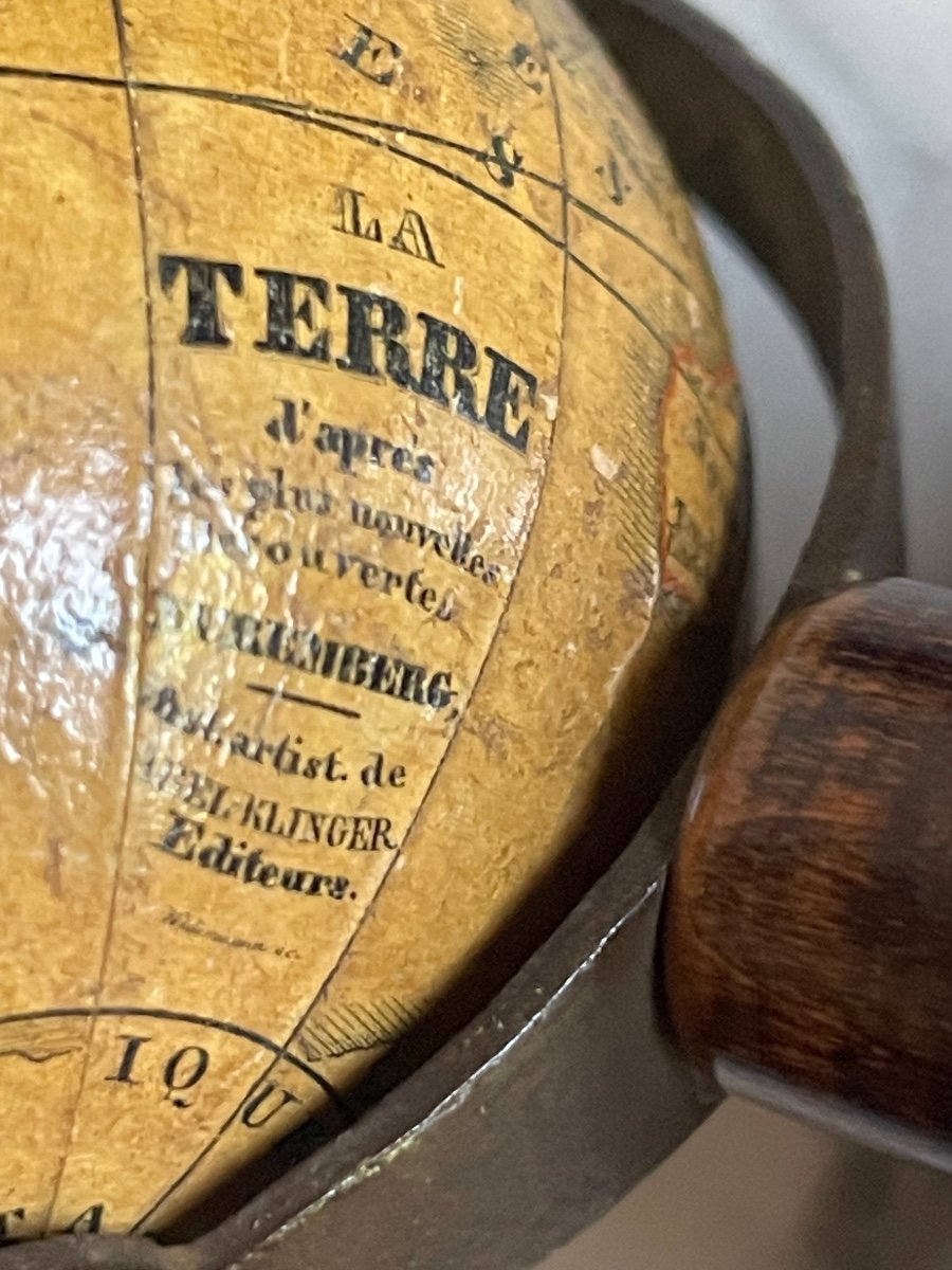 Globe Terrestre Miniature Par Abel Klinger Nuremberg Pour Marché Francais C.1850-photo-3