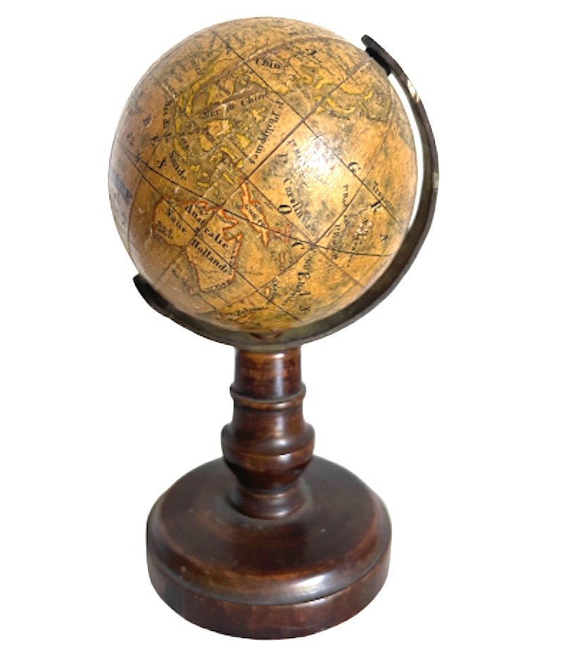 Globe Terrestre Miniature Par Abel Klinger Nuremberg Pour Marché Francais C.1850