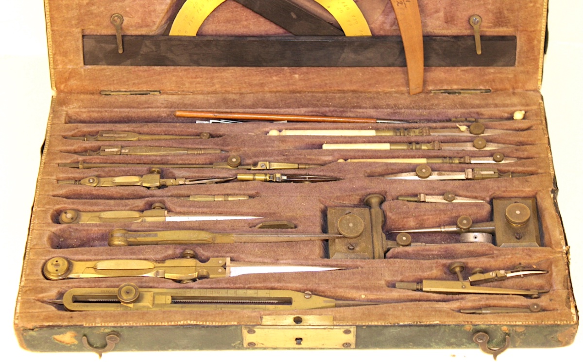 Grande trousse d'architecte et mathématiques signée I.KERN A ARRAU SUISSE C.1800-photo-2