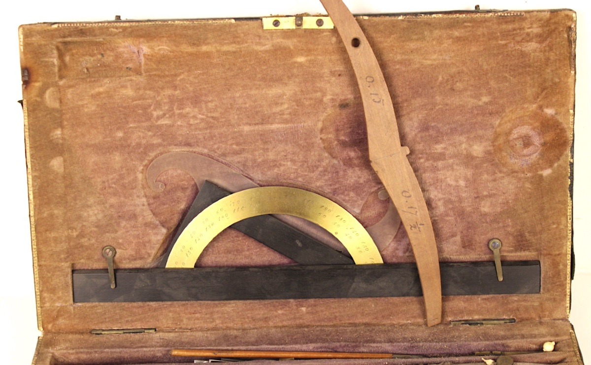 Grande trousse d'architecte et mathématiques signée I.KERN A ARRAU SUISSE C.1800-photo-3