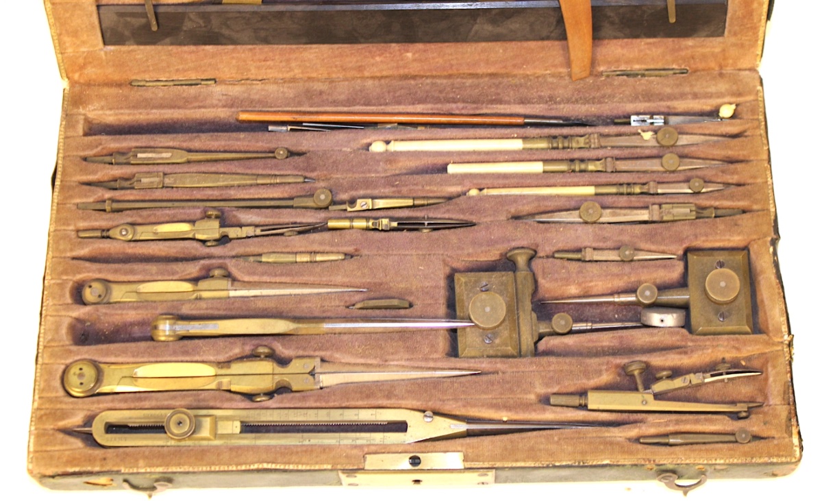 Grande trousse d'architecte et mathématiques signée I.KERN A ARRAU SUISSE C.1800-photo-4