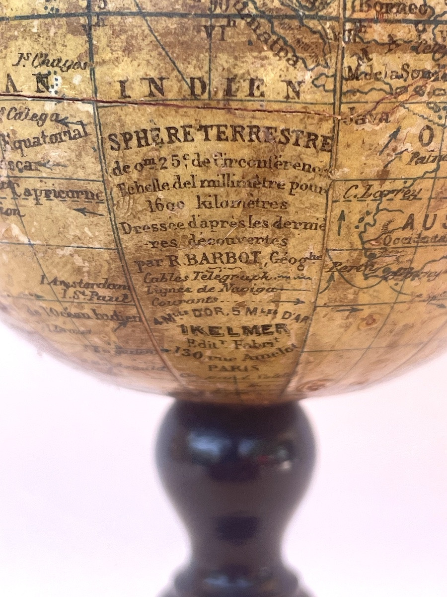 Collectible Miniature Globe By Ikelmer Et Barbot In Paris C.1890-photo-2