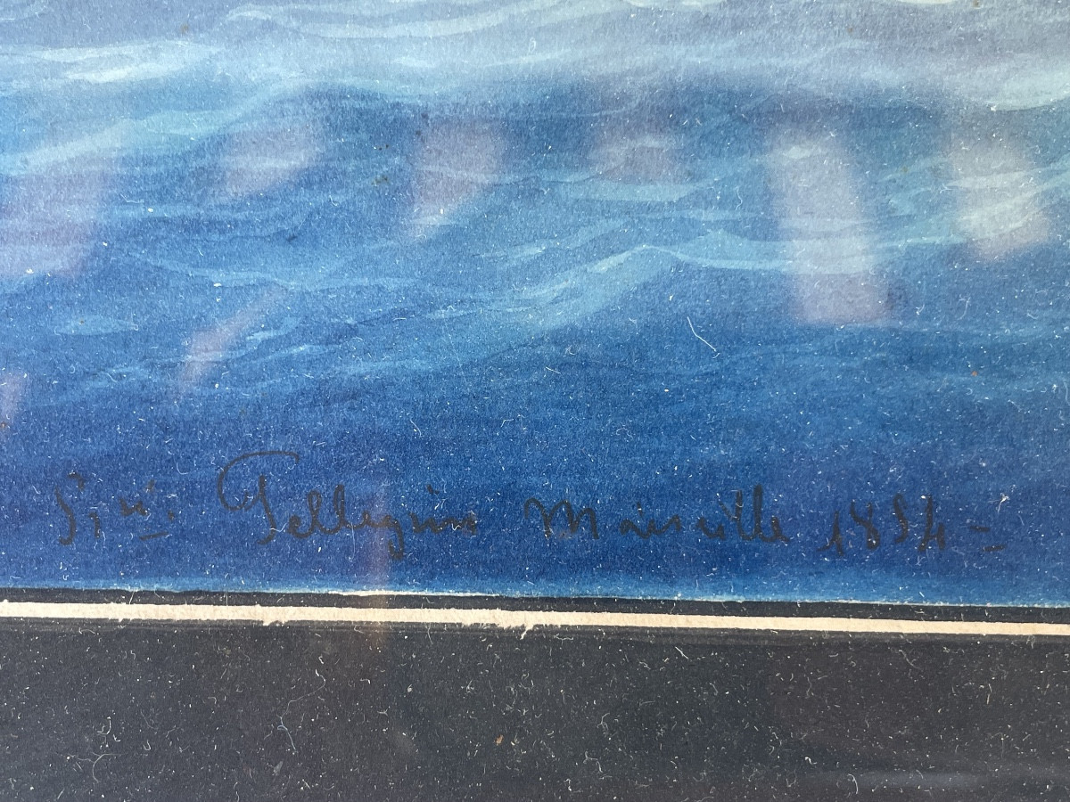 Joseph Honoré Pellegrin Portrait Of Corvette Beatriz Captain Juan Barret Signed Dated 1858-photo-2