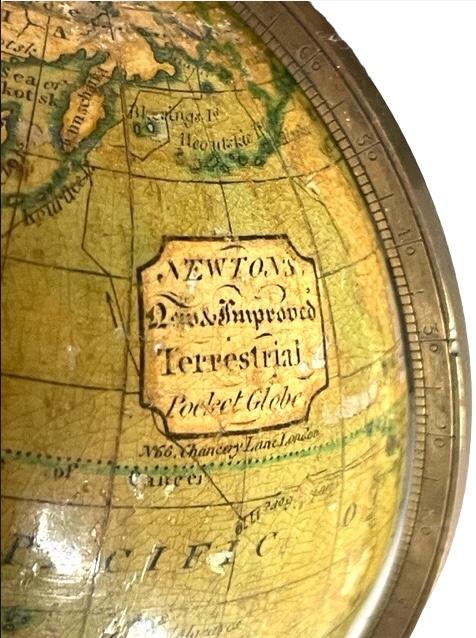 Rare Globe de poche Signé Newton daté 1817 dans son écrin en Galuchat-photo-2