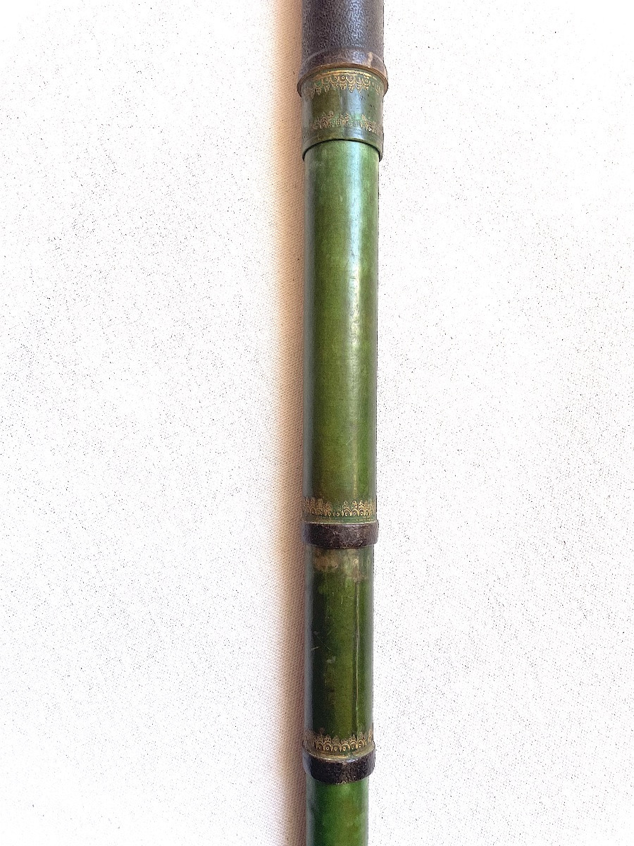 A Telescope With Two Prints On Green Vellum And Leather, Louis XIV Period-photo-2