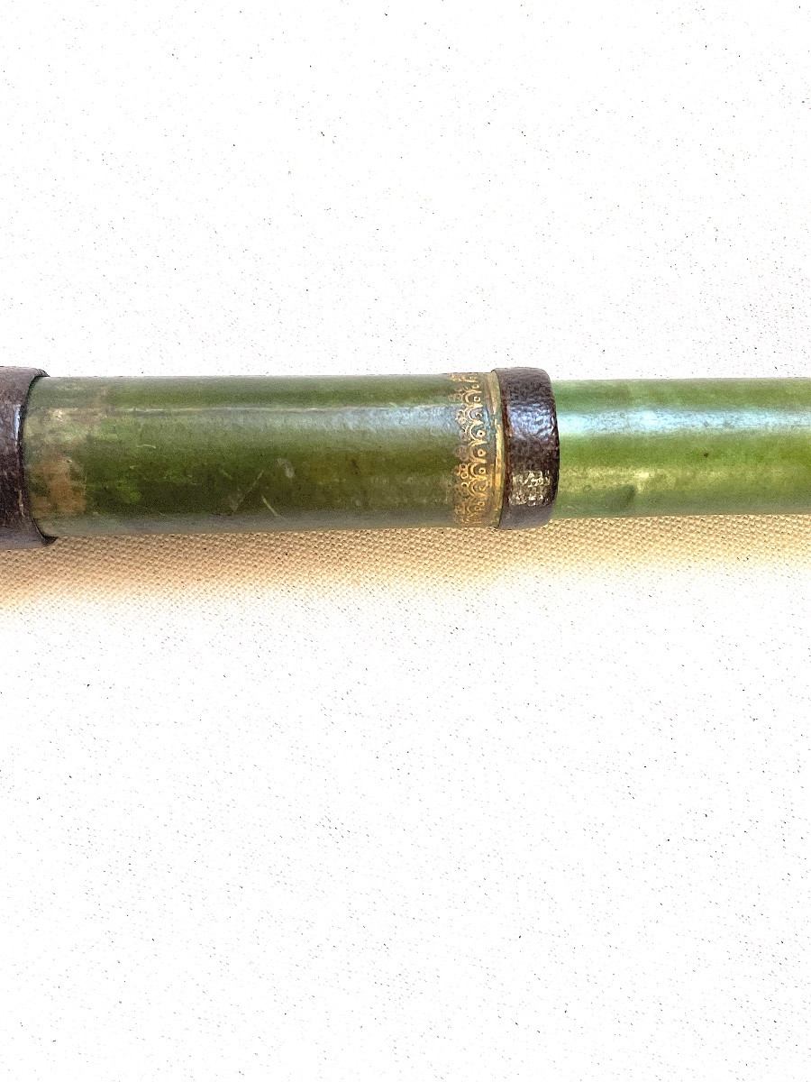 A Telescope With Two Prints On Green Vellum And Leather, Louis XIV Period-photo-2