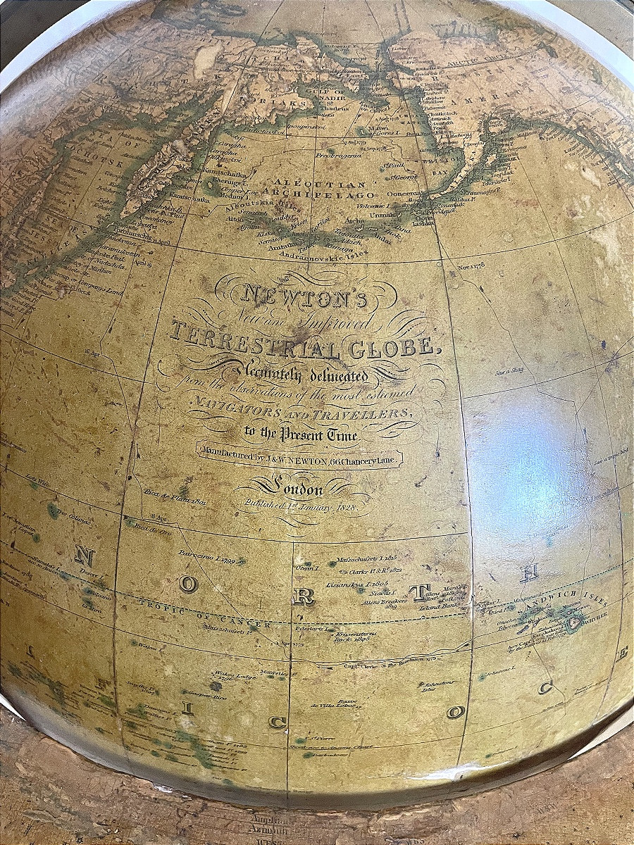 Large Terrestrial Library Globe, 53 Cm In Diameter, Signed Newton, Dated January 1, 1828-photo-2