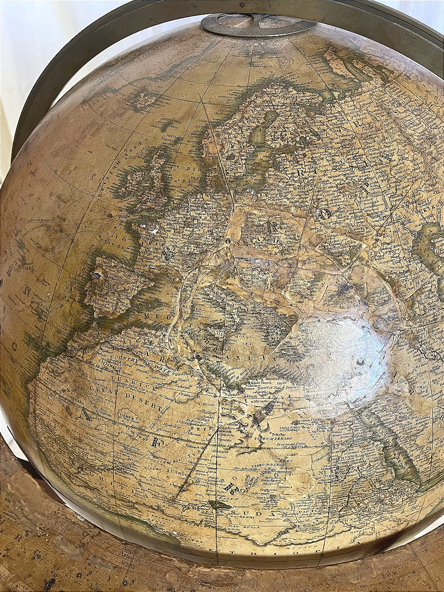 Large Terrestrial Library Globe, 53 Cm In Diameter, Signed Newton, Dated January 1, 1828-photo-2