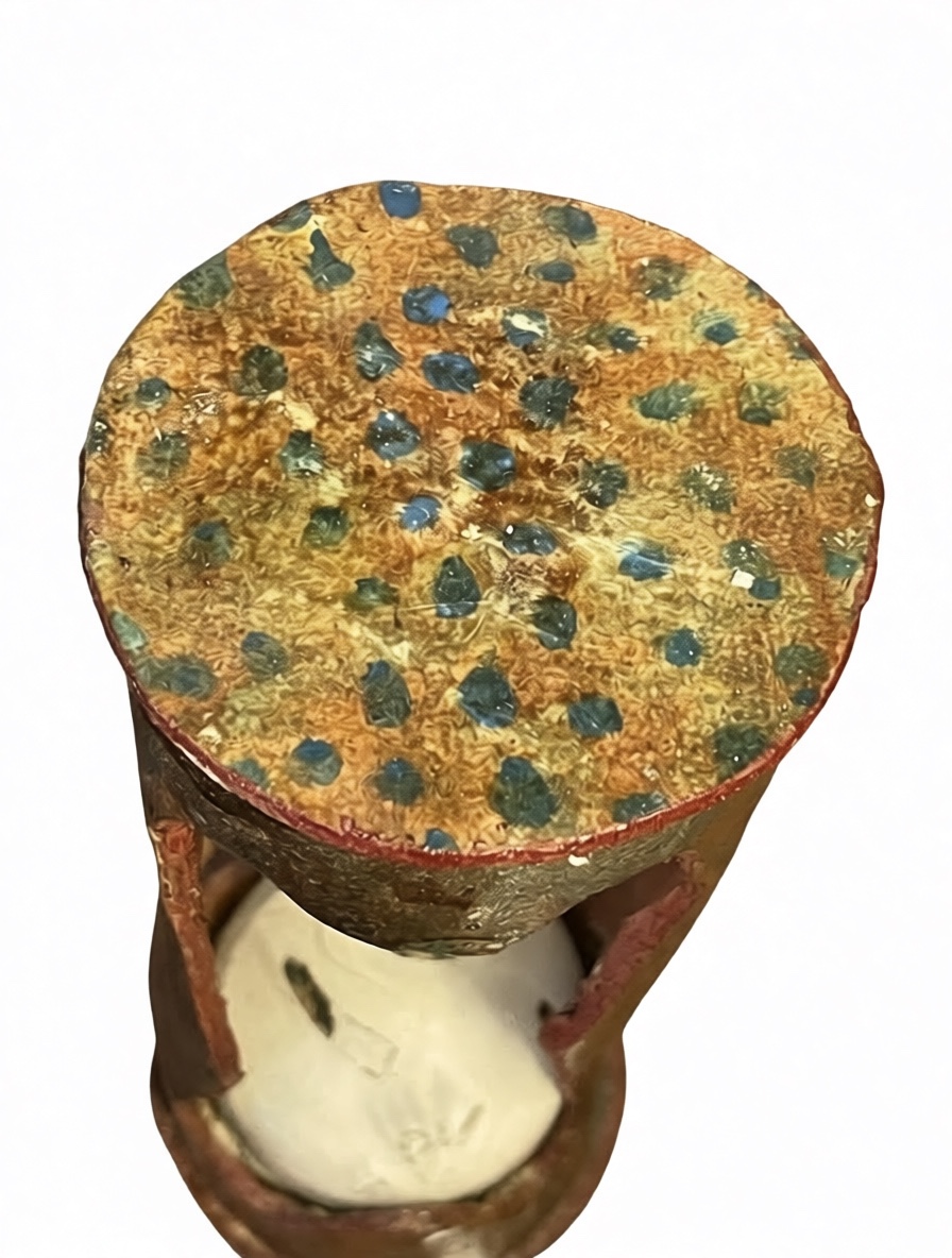 Early 18th-century Venetian Hourglass In Painted Leather. Arte Povera. 17 Cm-photo-3