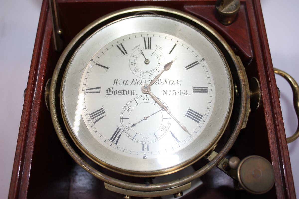 2-day Marine Chronometer Signed Bond A Boston-photo-2