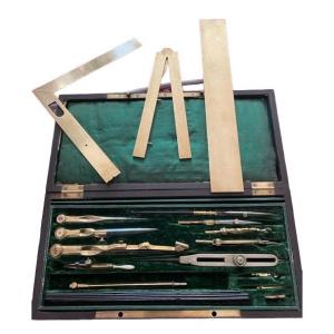 Large Box Of Architect / Mathematics Signed Pixii A Paris C.1800
