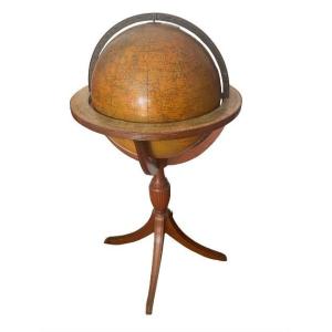 Terrestrial Globe From Library Or Parquet Signed Cram