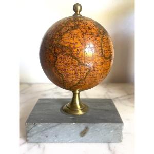 Beautiful Miniature Terrestrial Globe Delamarche 1851 Marble Base