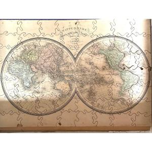 Puzzle Geographic Atlas J. Lebégue Europe And World Map C 1850