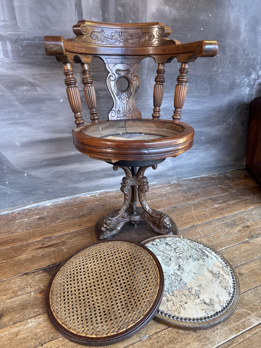 Fauteuil De Capitaine En Acajou-photo-4