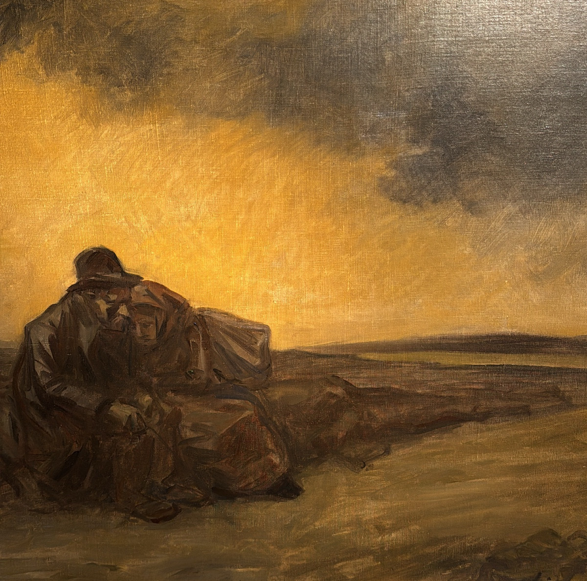 Huile sur toile signée Jean - Louis  Forain – Étreinte au soleil couchant – Vers 1900-photo-2