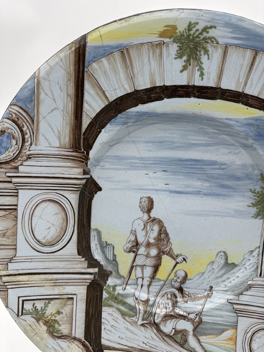 Plat en majolique de Pavie, Manufacture Rampini, fin XVIIᵉ – début XVIIIᵉ siècle-photo-2