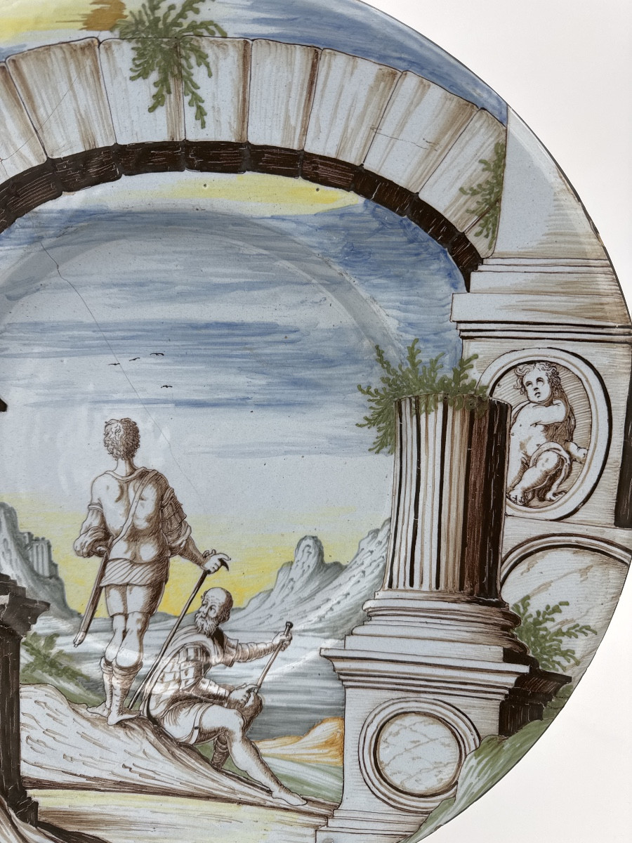 Plat en majolique de Pavie, Manufacture Rampini, fin XVIIᵉ – début XVIIIᵉ siècle-photo-3
