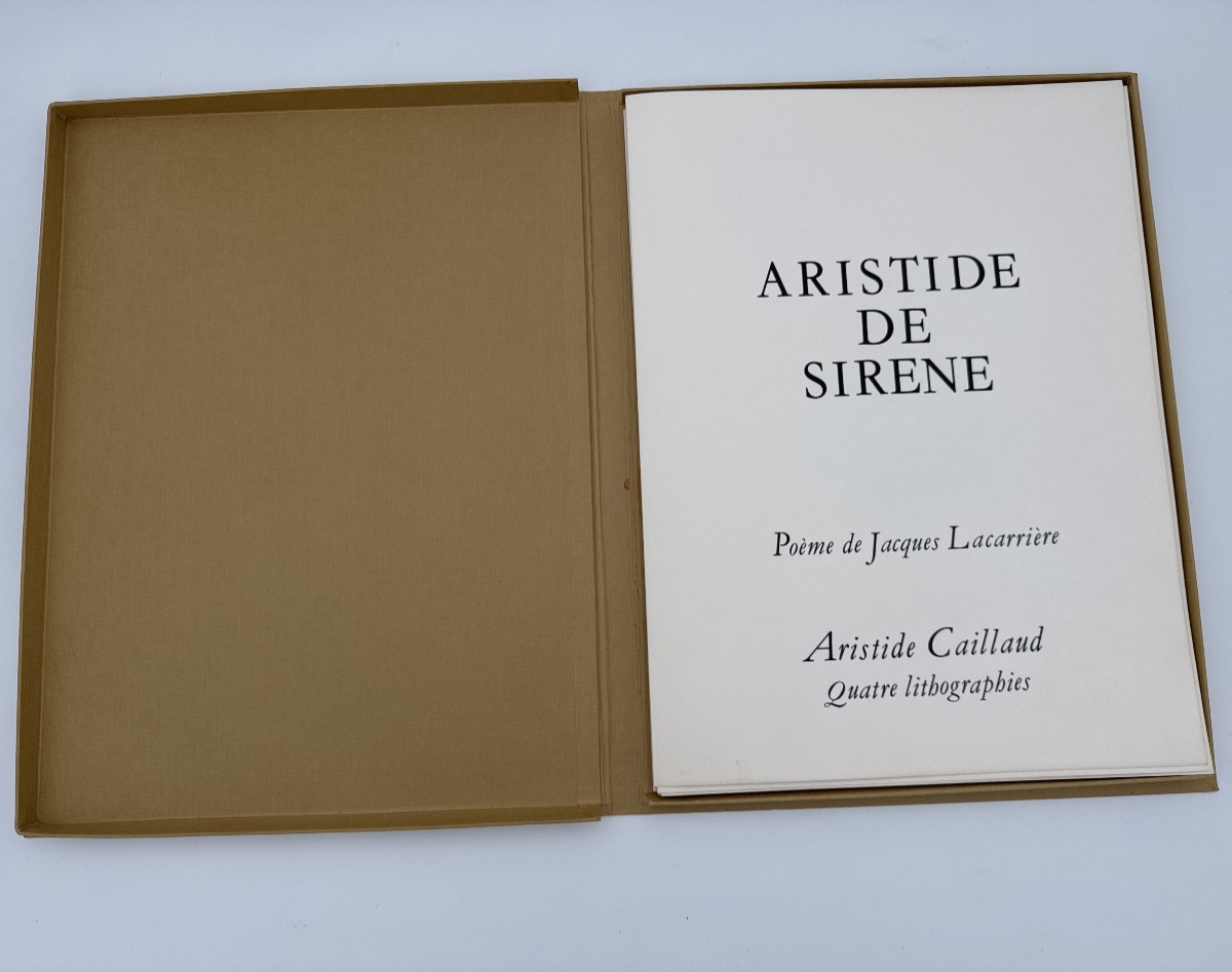 Coffret de quatre lithographies originales d’Aristide Caillaud avec poème de Jacques Lacarrière-photo-2