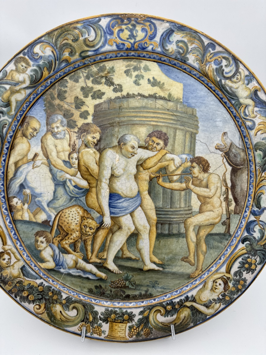 Castelli Faience Dish, 17th Century – Silenus And The Satyrs-photo-2