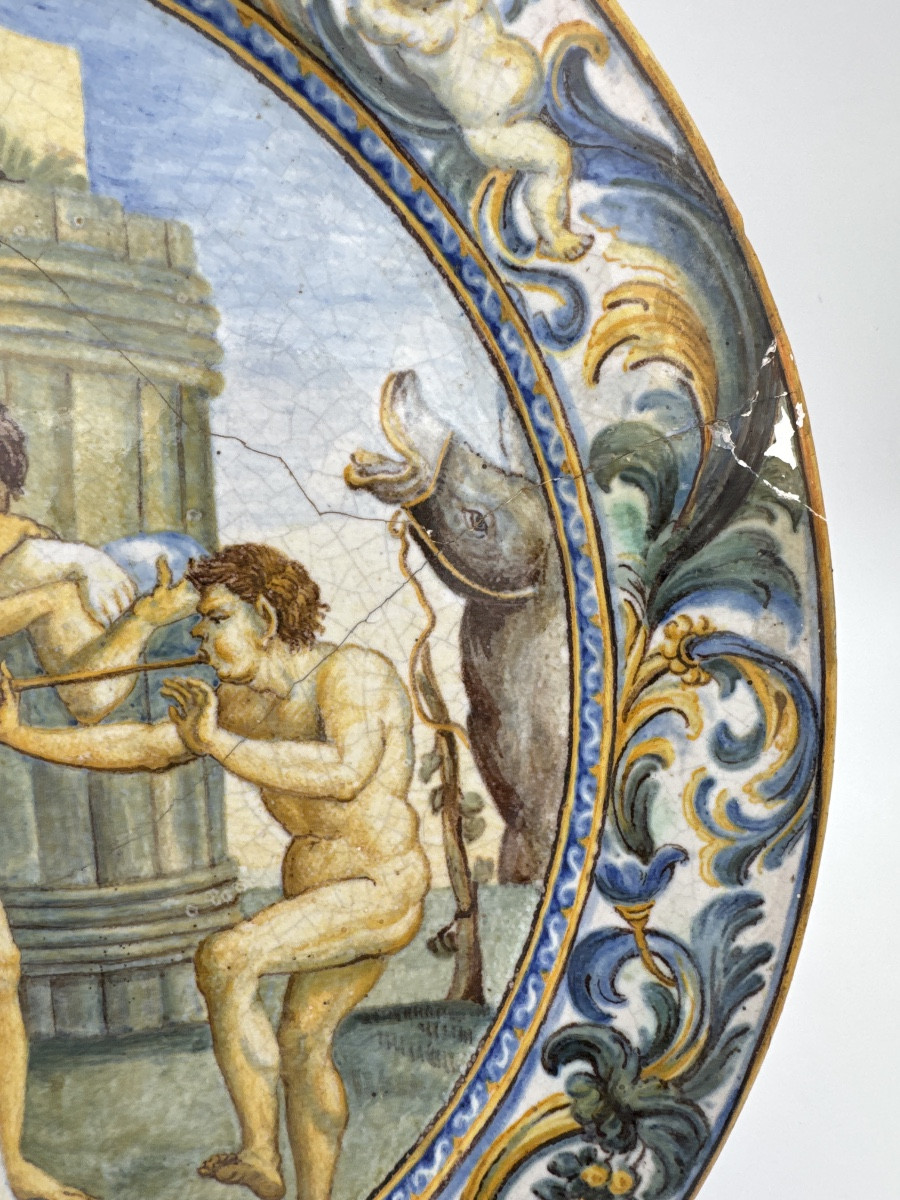 Castelli Faience Dish, 17th Century – Silenus And The Satyrs-photo-3