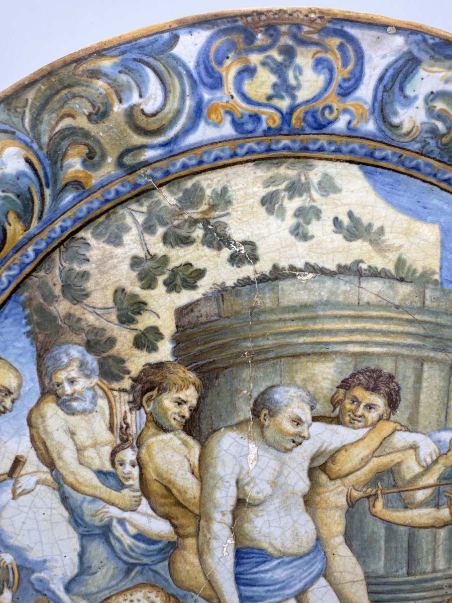 Castelli Faience Dish, 17th Century – Silenus And The Satyrs-photo-4