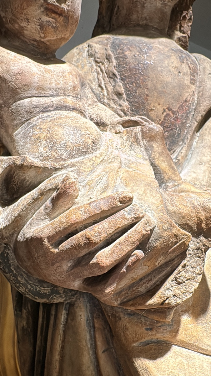 Virgin And Child In Limestone – France, Gothic Period (14th – 15th Century)-photo-1