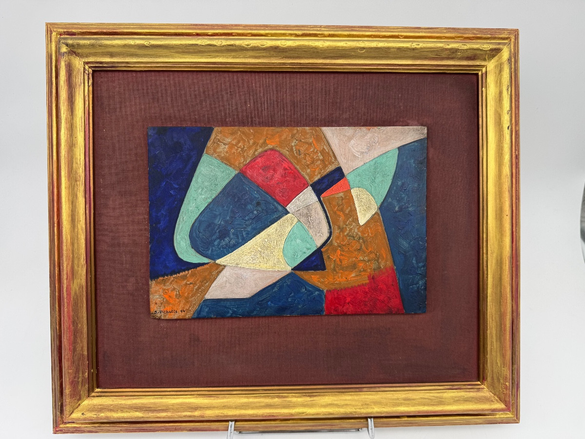 James Pichette (1920-1996) - Abstract Composition, 1954 Oil On Panel-photo-2