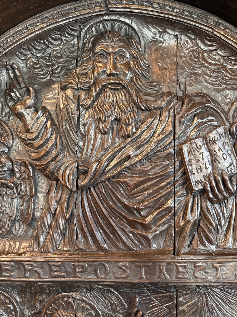 Important 17th-century Carved Oak Altarpiece-photo-3