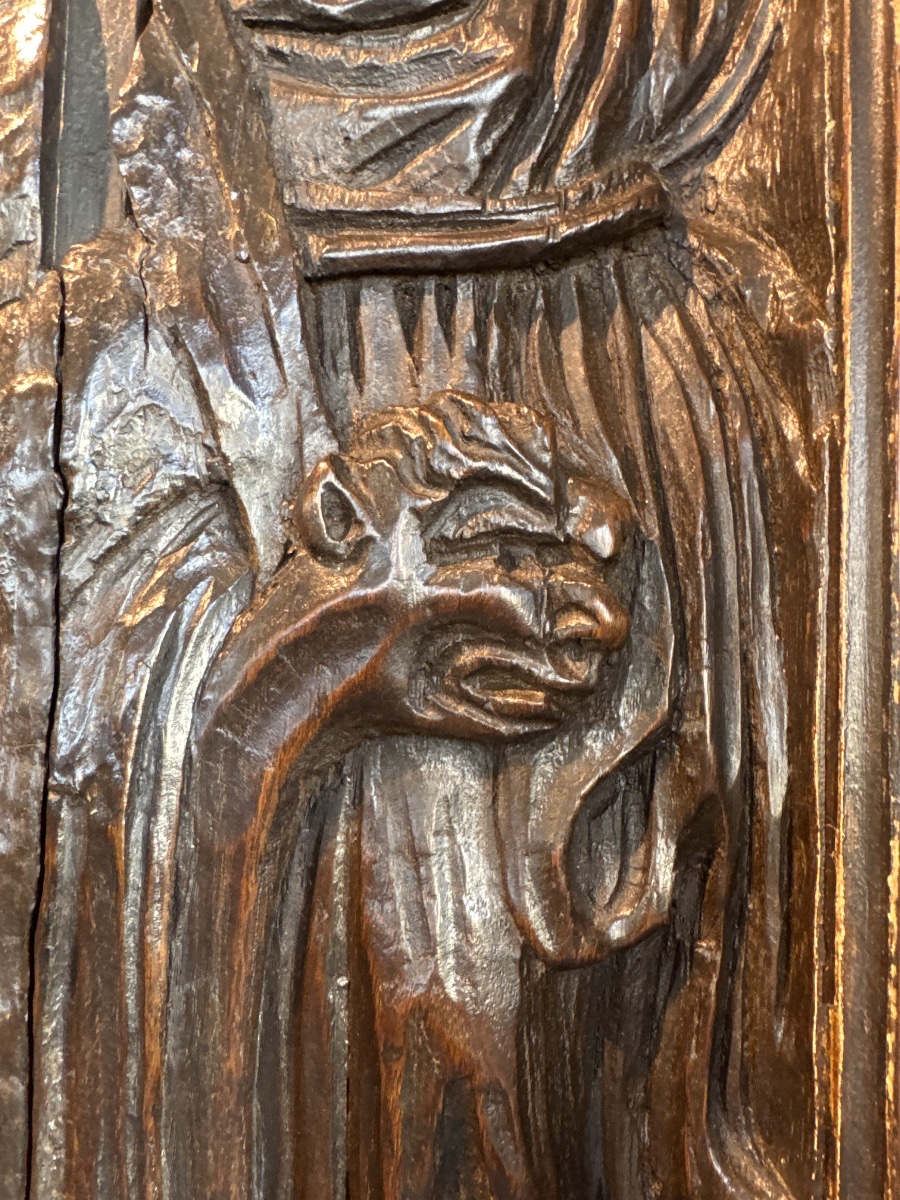 Important 17th-century Carved Oak Altarpiece-photo-1