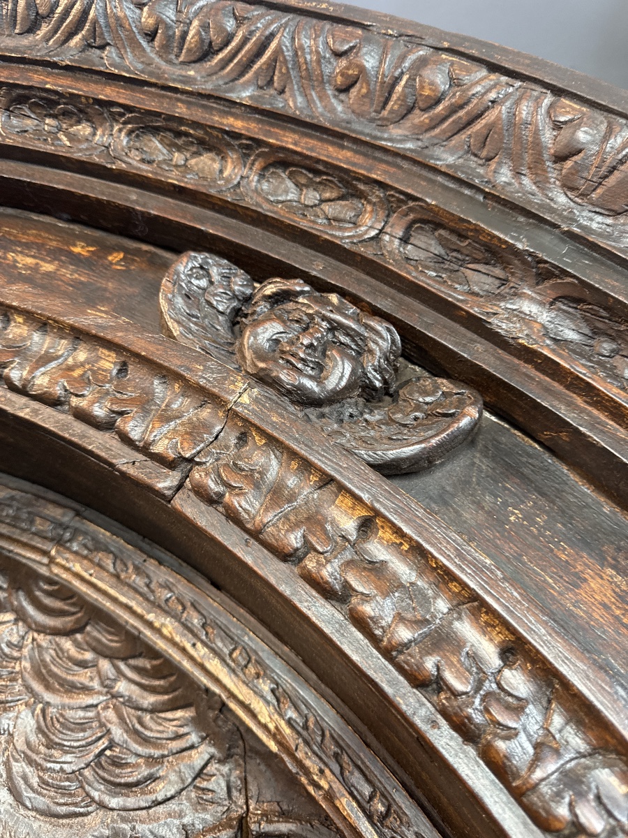 Important 17th-century Carved Oak Altarpiece-photo-2